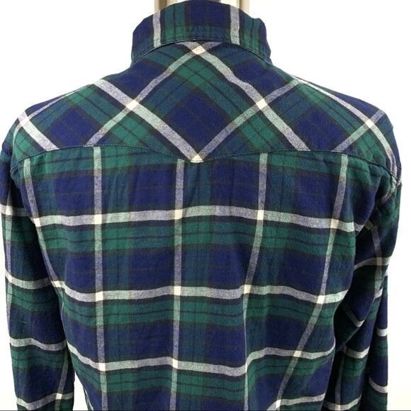 Jachs Girlfriend Stretch Plaid Flannel Button Down Shirt Womens Large - Picture 7 of 11